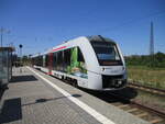 Auf Gleis 5 stand,am 07.Juli 2023,in Naumburg der abellio 648 443 nach Naumburg Ost.