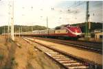 Auch der TEE-601 verschlug es auf Sonderfahrt nach Rgen.Am 11.10.1996 fuhr der Zug von Kln nach Sassnitz aus dem Bahnhof Bergen/Rgen.