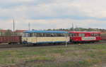 Wisentatalbahn VS 998 01-DRE + VT 3.07 als Sonderzug aus Schönberg (V), am 30.04.2016 in Gera.