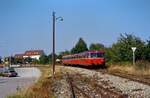 Ein Uerdinger Schienenbuszug auf dem Areal des früheren DB-Bahnhofs Leinfelden (DB-Bahnstrecke Stuttgart-Rohr - Filderstadt, nicht zu verwechseln mit der Filderbahn!).