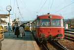 Von Horb aus erreichte dieser Uerdinger Schienenbuszug am 31.12.1983 den Tübinger Hauptbahnhof.