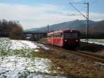 Am 29.11.08 fuhr 796 625 mit einem Anhngsel anlsslich einer Sonderfahrt nach Alpirsbach. Die Aufnahme entstand kurz hinter Hausach auf der Kinzigtalbahn.