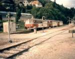 Da fuhren sie noch.. Schienenbus am Bahnhof Bad Peterstal im Schwarzwald (Sommer 1987)