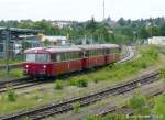 798 776 der Passauer Eisenbahnfreunde fhrt am 30.5.09 in Amberg auf Gleis 3 ein. (Blick nach Westen)

