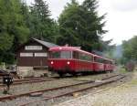 998 744-2 + 798 731-6 + 796 724-3 + 996 740-7 verlassen am 03. Juli 2013 den Bahnhof Drrenwaid in Richtung Steinwiesen.