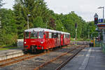Hier zusehen sind die Ferkeltaxen der Press 172 141 und 172 140 als Sonderfahrt am 9.6.24 im Bahnhof von Hennersdorf (Sachsen).