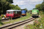 Zum Bahnhofsfest  150 Jahre Pfefferminzbahn  in Sömmerda war das EBS  Ferkeltaxi  772 345-4 und die Raildox 203 116-9 zu Gast.