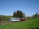 Die Erzgebirgische Aussichtsbahn (772 312-5, 972 711-0 und 171 056-5) war am 08.05.11 wieder unterwegs. Hier bei der Einfahrt in Walthersdorf. 

