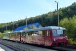 Sonderzug macht in Zeulenroda halt. Leichtverbrennungstriebwagen LVT 171 056-5 und 772 155-8. Foto 16.09.12