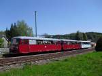 Die Erzgebirgische Aussichtsbahn (772 312-5, 972 711-0 und 171 056-5) war am 08.05.11 wieder unterwegs. Hier in Markersbach.