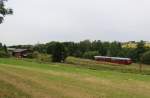 Die Museumsferkel 172 132-3 und 172 171-1 hatten am 28.06.14 eine Sonderfahrt von Chemnitz nach Schleiz-West. Hier sind sie zusehen bei der Rückfahrt in Schleiz.