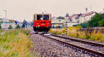 T04 der Vaihinger Stadtbahn an einem regnerischen Tag.