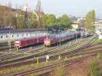 Bahnbetriebswerk Leipzig HBF Sd stehen zwei mal 612er, Burgenland VT, 218 333-3 und SVT 137 225 (Fliegender Hamburger) 23.04.2010