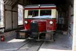 Wismar Schienenbus  Schweineschnäuzchen  im Lokschuppen des Schmalspurbahnhof Asendorf am 3.5.2014.