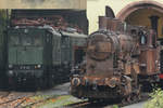 Die letzte erhaltene Dampflokomotive Badische X b Nr. 175 und die Elektrolokomotive E 17 113 im Eisenbahnmuseum Neustadt an der Weinstraße. (Dezember 2014)