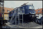 Am 17.7.1991 existierte noch das Unterfränkische Verkehrsmuseum in Gemünden. Zu den ausgestellten Exponaten zählte auch die Altbau E-Lok 118024 damals in noch blauer Lackierung. 