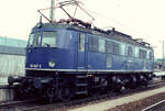 1984 schon ein seltener Gast auf den Gleisen des Hauptbahnhofs Stuttgart: Eine Ellok der Baureihe E 18. Sie bewegte sich dort am 31.05.1984