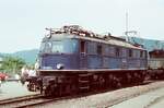 Ellok 118 050-4 der DB (zu dieser Zeit noch keine Museumslok!) bei einer Lokausstellung in Geislingen (26.06.1983)