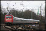 DB 101010-7 hat gerade mit ihrem Intercity Richtung Münster am 28.02.2005 den Bahnhof Hasbergen durchfahren!