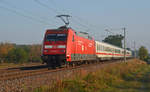 101 020 schob am Morgen des 31.08.19 den IC 2238 durch Jeßnitz Richtung Magdeburg.