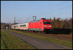 101069-3 ist hier am 5.11.2020 um 9.59 Uhr bei Ibbenbüren - Laggenbeck mit einem Intercity nach Berlin unterwegs.