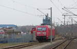 DB 101 001-6 wartet am 04.03.2022 in Gotha auf die Bespannung des IC 2150 (Gera Hbf - Kassel-Wilhelmshöhe).