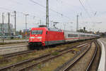 DB 101 059-4 verlässt Rheine mit einem IC von AMsterdam Centraal nach Berlin Ostbahnhof.