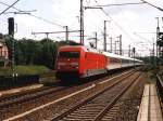 101 034-7 mit IR 2344 Berlin Ostbahnhof-Schiphol auf Bahnhof Bad Bentheim am 16-6-2001.