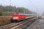 101 029 mit EC 379 am 29.01.2011 bei Spechthausen in Richtung Berlin