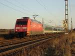 101 008-1 auf der KBS240 Richtung Hamburg. Der nchste Halt des Zuges ist Berlin Flughafen Schnefeld.