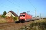 101 106 mit Inter City aus Binz auf dem Weg nach Rostock. Aufgenommen am 04.11.12 in Bentwisch.