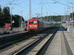 101 014 brachte,am 20.Juli 2013,den Nachtzug CNL 1250 Binz-Zrich nach Bergen/Rgen.