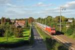 101 132-9 fuhr am 22.09.2014 mit dem IC 2435 von Norddeich Mole nach Leipzig, hier in Leer.