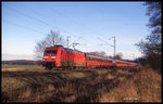 101018 mit dem EC  Prinz Eugen  nach Wien am 10.1.1998 um 9.45 Uhr auf der  Rollbahn  am Ortsrand von Hasbergen.