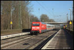 101227-0 durchfährt hier am 15.2.2017 um 10.57 Uhr mit einem Intercity den Bahnhof Natrup - Hagen in Richtung Münster.