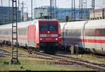 101 098-2 ist im Bahnhof Basel Bad Bf (CH) abgestellt.