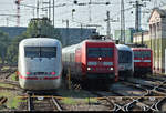 DB-Fernverkehrstreffen im Bahnhof Basel Bad Bf (CH):  401 ??? und 101 006-5 stehen in der Abstellgruppe selbigen Bahnhofs.