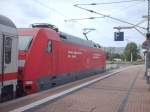 101 093-3 PEP  Unsere Zge schonen die mwelt  schob am 04.08.2007 den InterCity 2039 von Oldenburg(Old) nach Leipzig Hbf.(Halle(Saale)Hbf)