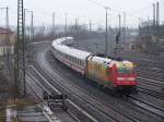 101 037-0  ARD-Buffet  ist mit dme IC 2069 auf der Fahrt nach Nrnberg Hbf. Hier am 21.02.08 bei der Ausfahrt aus Aalen.