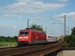 101 047-9  150 Jahre Deutscher Feuerwehrverband  mit umgeleitetem IC 118 Innsbruck Hbf - Mnster(Westf)Hbf zwischen Mainz-Bischofsheim und dem Abzw.Kostheim. 03.06.09