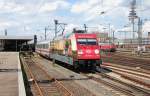 101 016-4 (Packendes Sdafrika) am 08.06.2012 mit IC 2373 Stralsund Hbf - Karlsruhe Hbf, bei der Ausfahrt aus dem Hbf Hannover