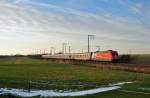 101 089-1 fuhr am 04.02.2014 mit dem IC 2435 von Norddeich Mole nach Leipzig, hier bei Petkum.