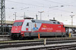 Lok 101 076-8, wartet beim Badischen Bahnhof auf den nächsten Einsatz. Die Aufnahme stammt vom 04.03.2017.