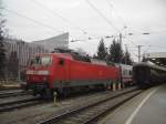 Die 120 145 mit einem IC am 29.12.2007 abgestellt in Nrnberg auf Gleis 24.