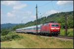 120 133 mit IC 119 am 21.06.08 bei Kuchen(Wrtt.) an der Filsbahn (KBS 750).