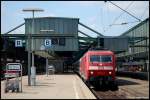 Am Morgen des 25.07.08 steht 120 134 mit IC 2010 nach Berlin Sdkreuz auf Gleis 11 des Stuttgarter Hbfs bereit.