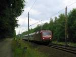 120 142-5 orientrot und mit Ltzchen erreichte sie ganz unverhofft Bestensee mit ihrem EC Wawel den sie von Cottbus nach Hamburg Hbf. transportierte.