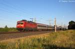 120 105-2 mit dem EC 172  Vindobona  von Villach Hbf nach Hamburg-Altona in Vietznitz. 20.07.2013