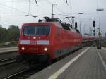 120 149 brachte den EC 378 Binz-Brno,am 12.Oktober 2013,nach Stralsund.
