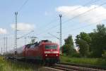 120 206-8 mit RE 1 (RE 4306) von Rostock Hbf nach Hamburg Hbf in Schwerin-Medewege am 01.06.2013